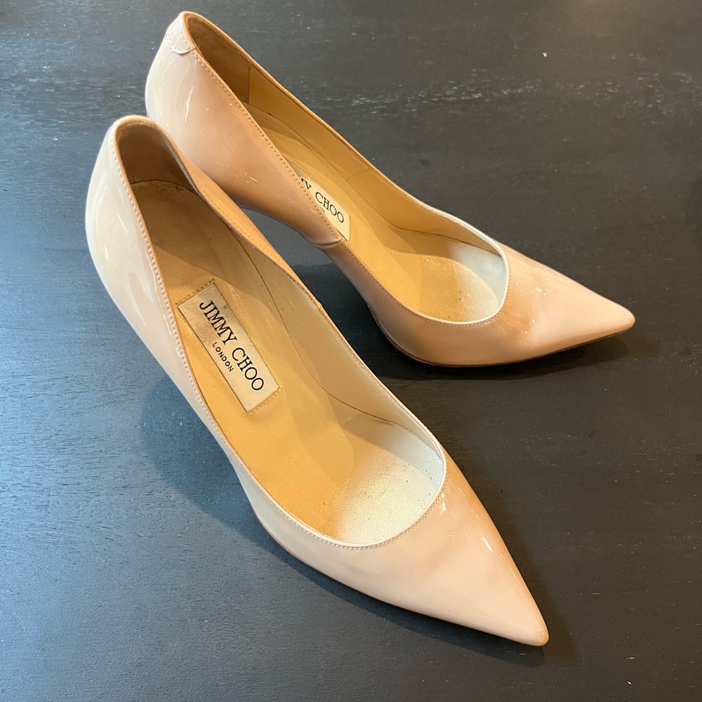 Jimmy Choo Nude Patent Leather Heels - Picture 4 of 6